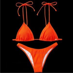Victoria’s Secret Pink Swim Crinkle Triangle Bikini Top & Itsy bottom Set
